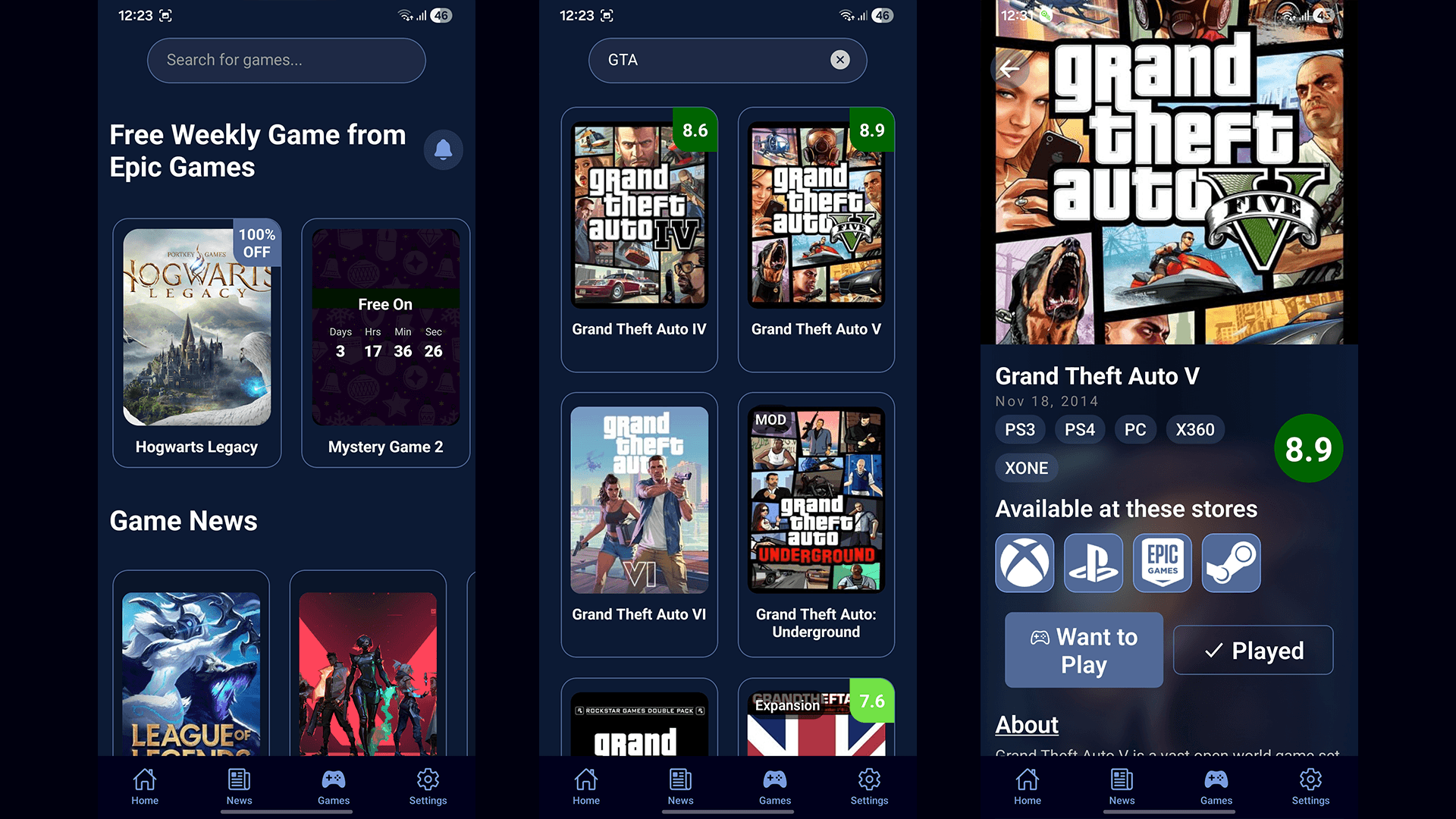 Automated Gaming Content Aggregator & Tracker App screenshot 2